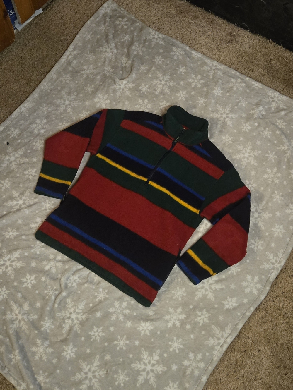 Men's Striped Half-Zip Sweater in Red and Green